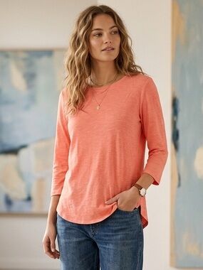 Tommy Bahama Coral Ashby Isles 3/4 Sleeve Slub Knit T-Shirt - Size M
